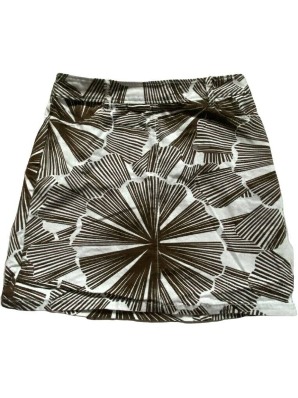 Nautica Womens Short Chino Skirt With Floral Pattern-Brown/White-size 6-GUC